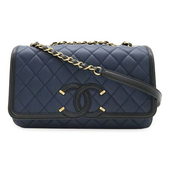 Chanel CC Filigree Caviar Leather Chain Shoulder Bag - Picture 1 of 9